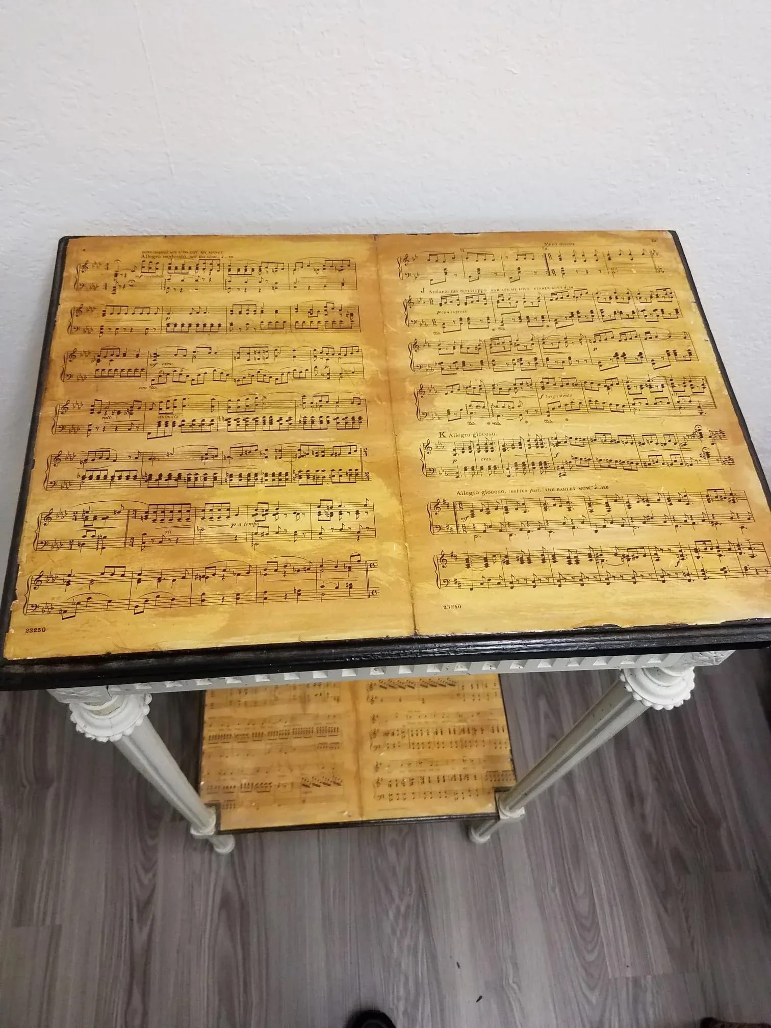 19th Century Country Decoupaged Sheet Music Plant Stand - 2