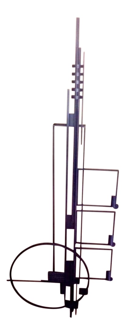 "Clinton" by Randall Henry by R. Henry, Inc. Wrought Iron Wall Sculpture: Big Impressive Wrought Iron Wall Sculpture CLINTON by Artist Randall Henry, R. Henry Design, Inc. Sculpture is 25 lbs 64 inches wide 26 inches high 3 inches deep Can be hanged vertically,