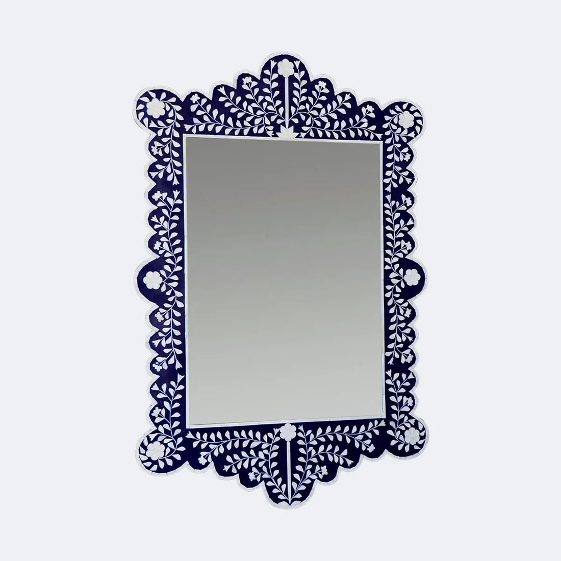 Contemporary Tangier Dark Blue Bone Inlay Mirror - 2