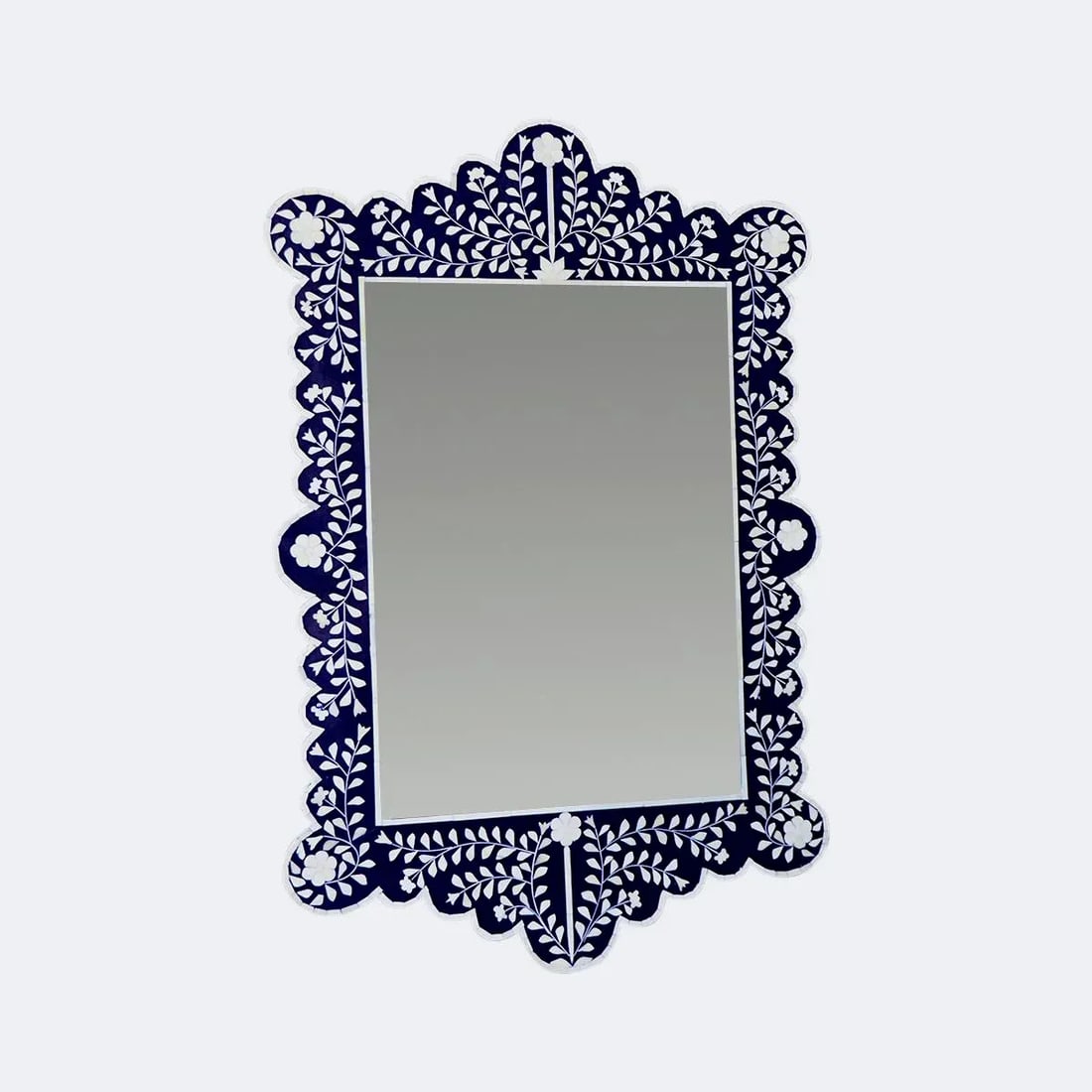 Contemporary Tangier Dark Blue Bone Inlay Mirror - 6