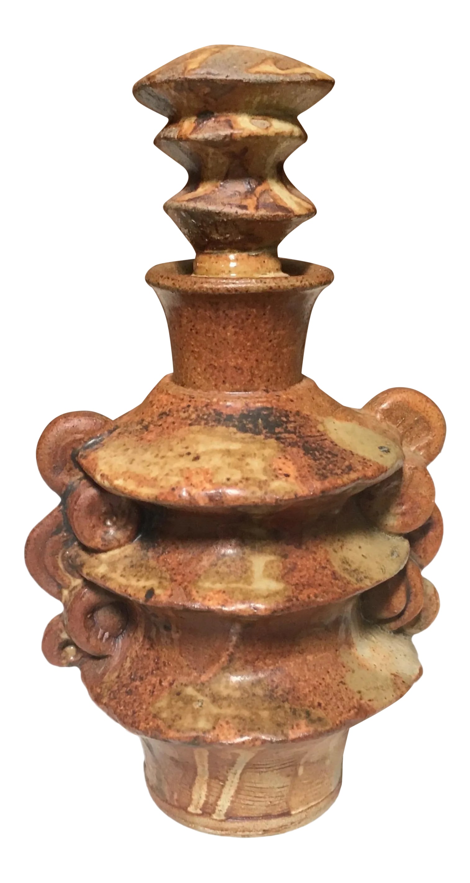 Stoneware Stacked Bottle by Bernard Rooke: vintage stoneware Bottle with stopper In 1960 he set up his own workshop in Forest Hill, London, Progressive designs were readily accepted in London at that time, and Rooke applied his efforts to
