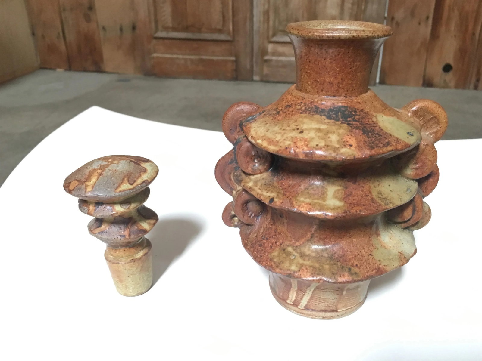 Stoneware Stacked Bottle by Bernard Rooke - 3