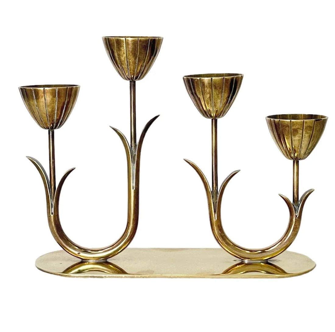 1950s Swedish Brass Candelabra by Gunnar Ander - 3