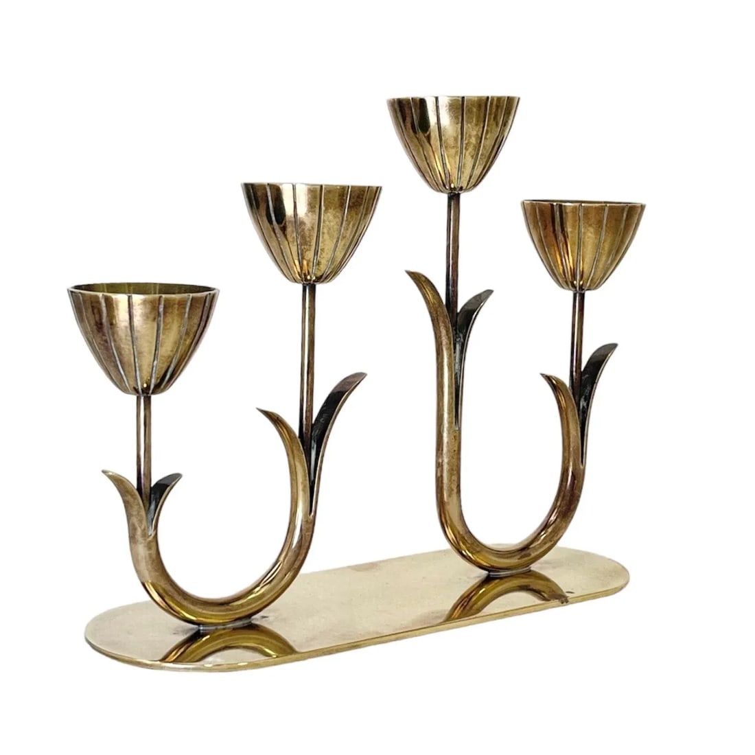1950s Swedish Brass Candelabra by Gunnar Ander - 4