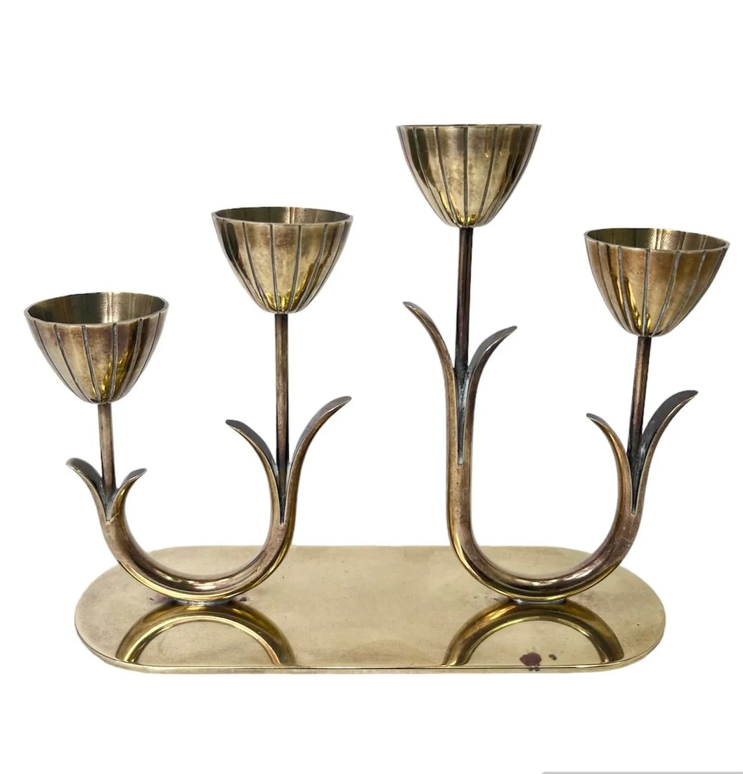 1950s Swedish Brass Candelabra by Gunnar Ander - 5