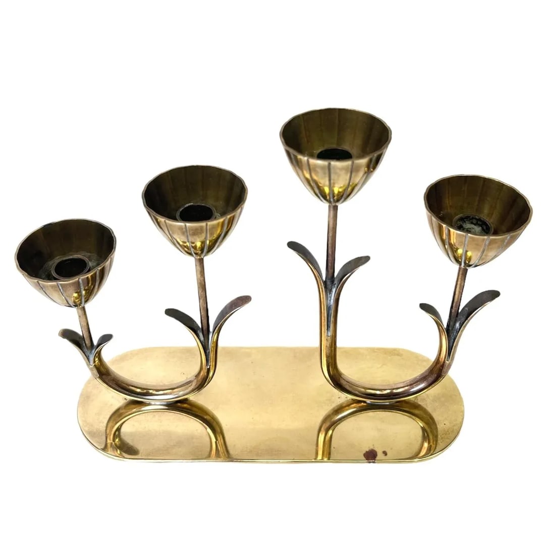 1950s Swedish Brass Candelabra by Gunnar Ander - 6