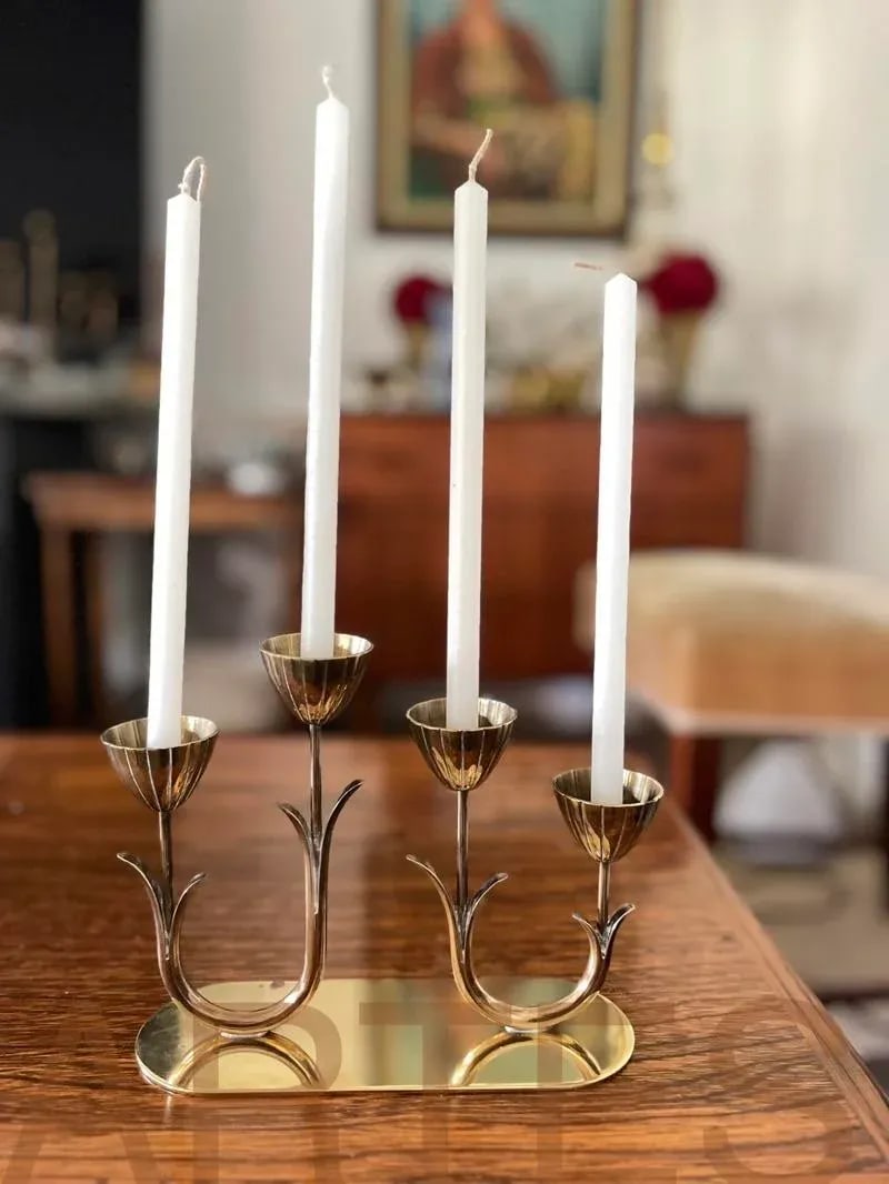 1950s Swedish Brass Candelabra by Gunnar Ander - 8