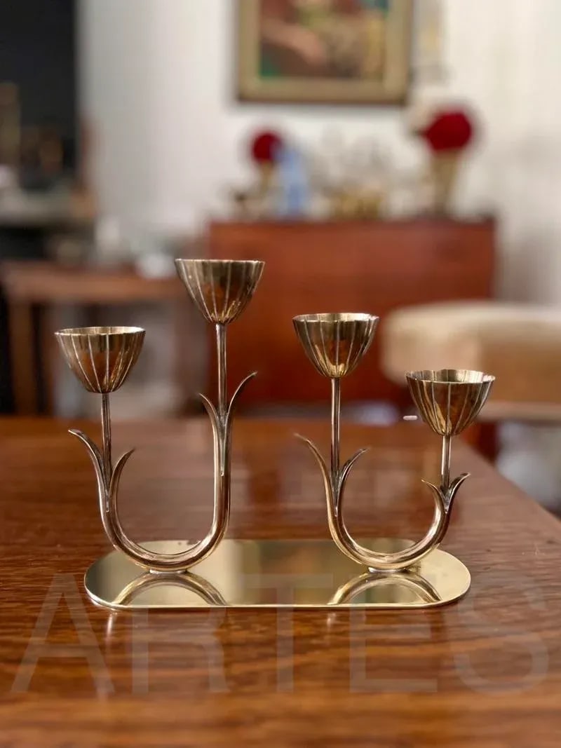 1950s Swedish Brass Candelabra by Gunnar Ander - 9