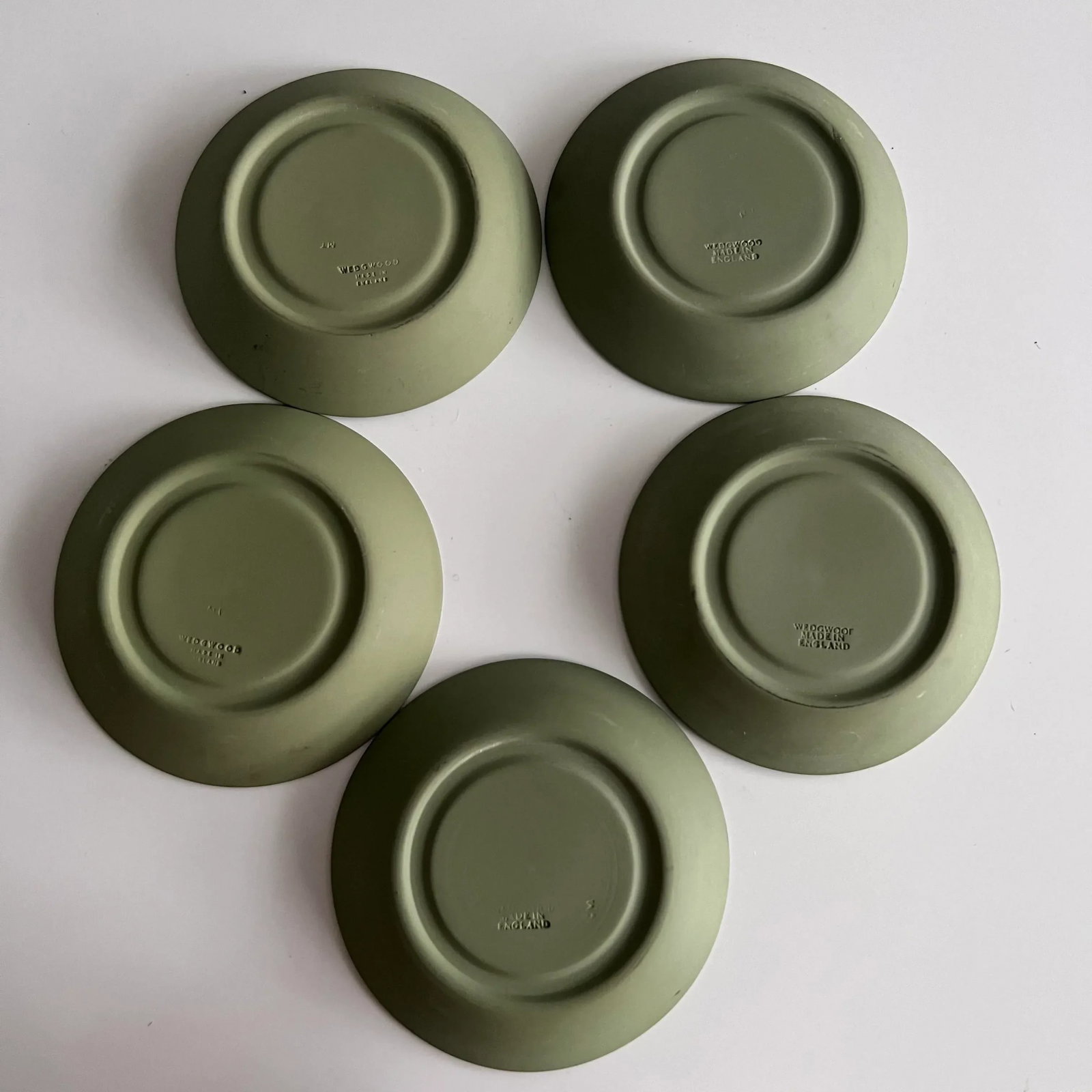 Vintage Wedgwood Sage Green Jasperware Demitasse Espresso Coffee Cups and Saucers for 5 Servings, Se - 10