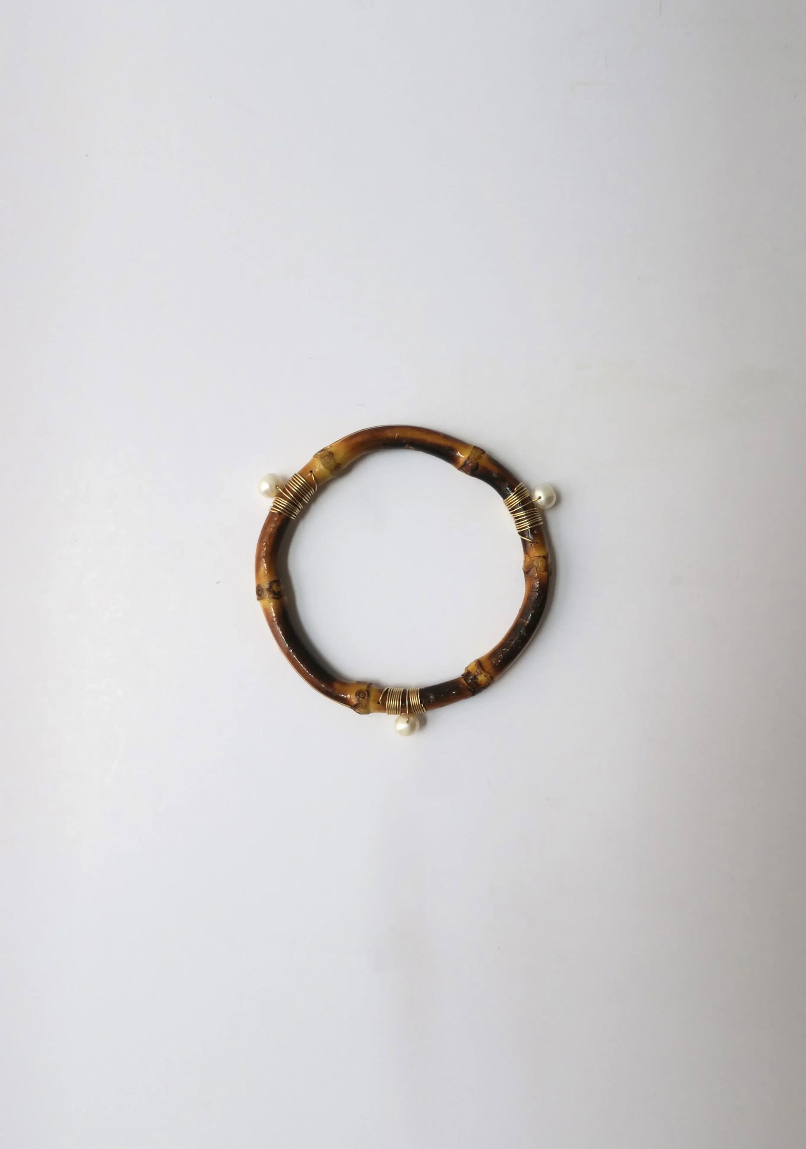 Pearl and Bamboo Bangle Bracelet - 5