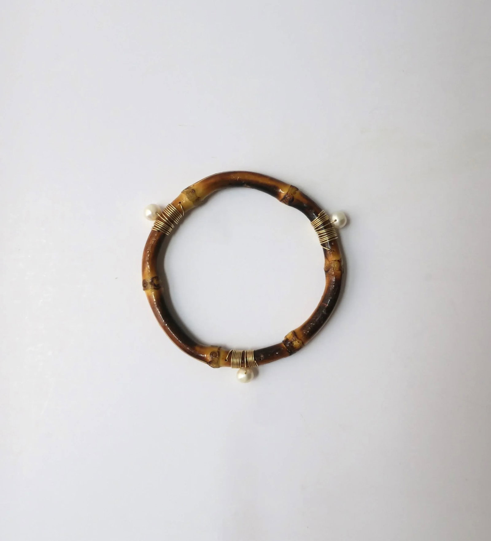 Pearl and Bamboo Bangle Bracelet - 6