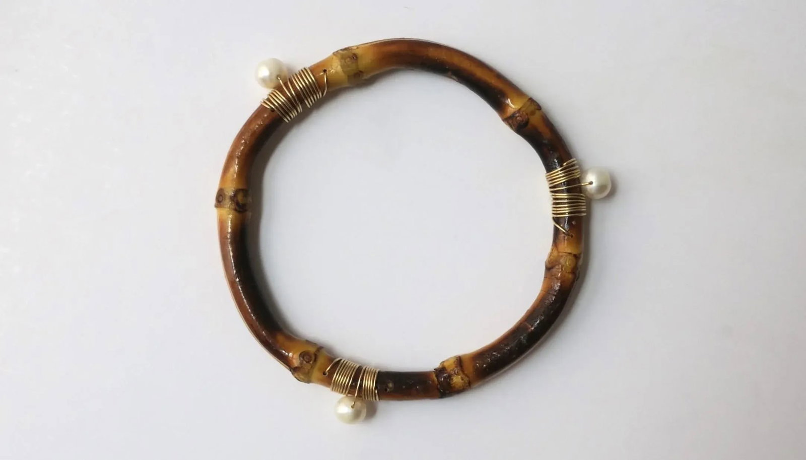 Pearl and Bamboo Bangle Bracelet - 7