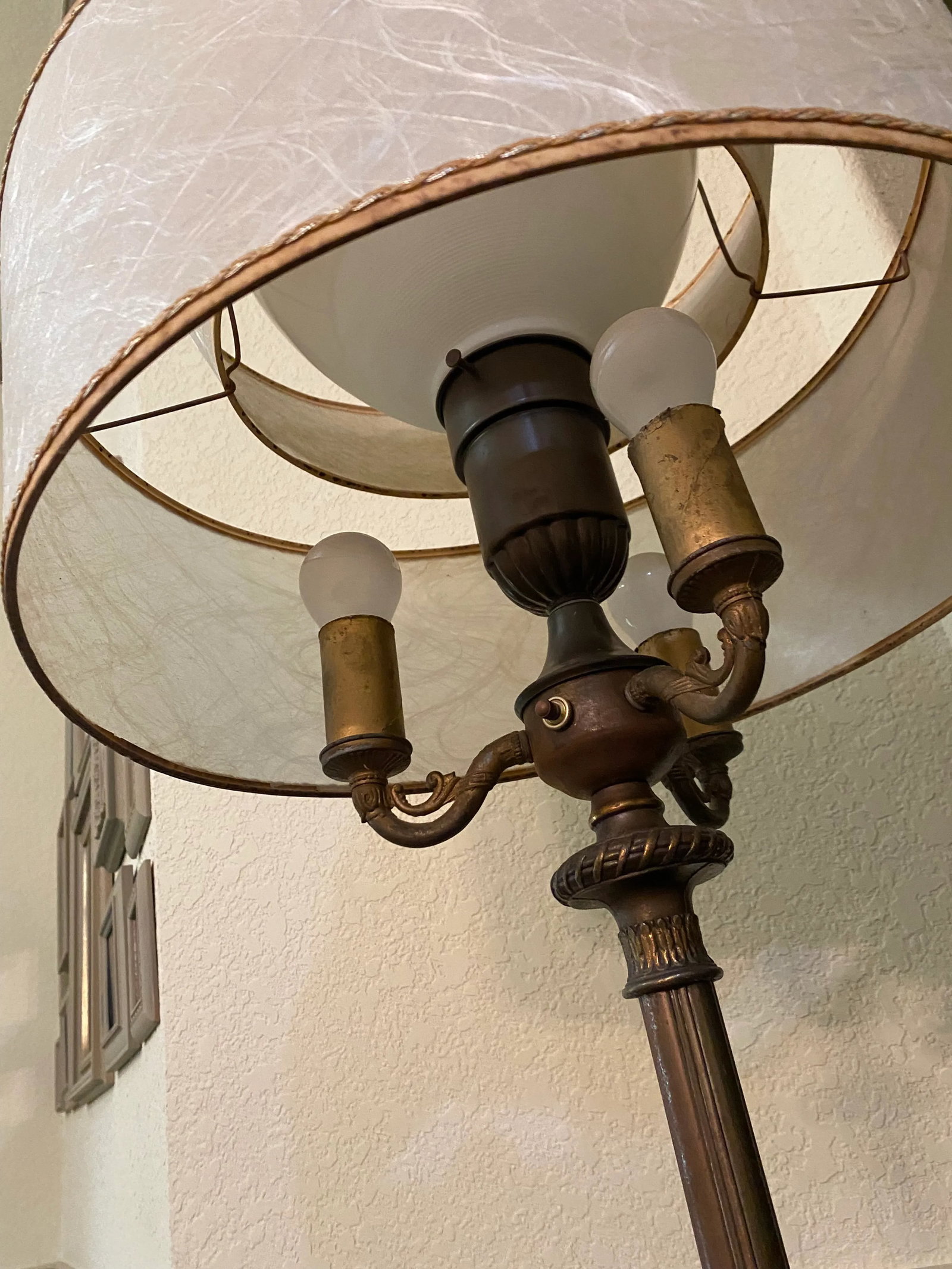 Vintage Floor Lamp With 2-Tiered Fiberglass Shade - 4