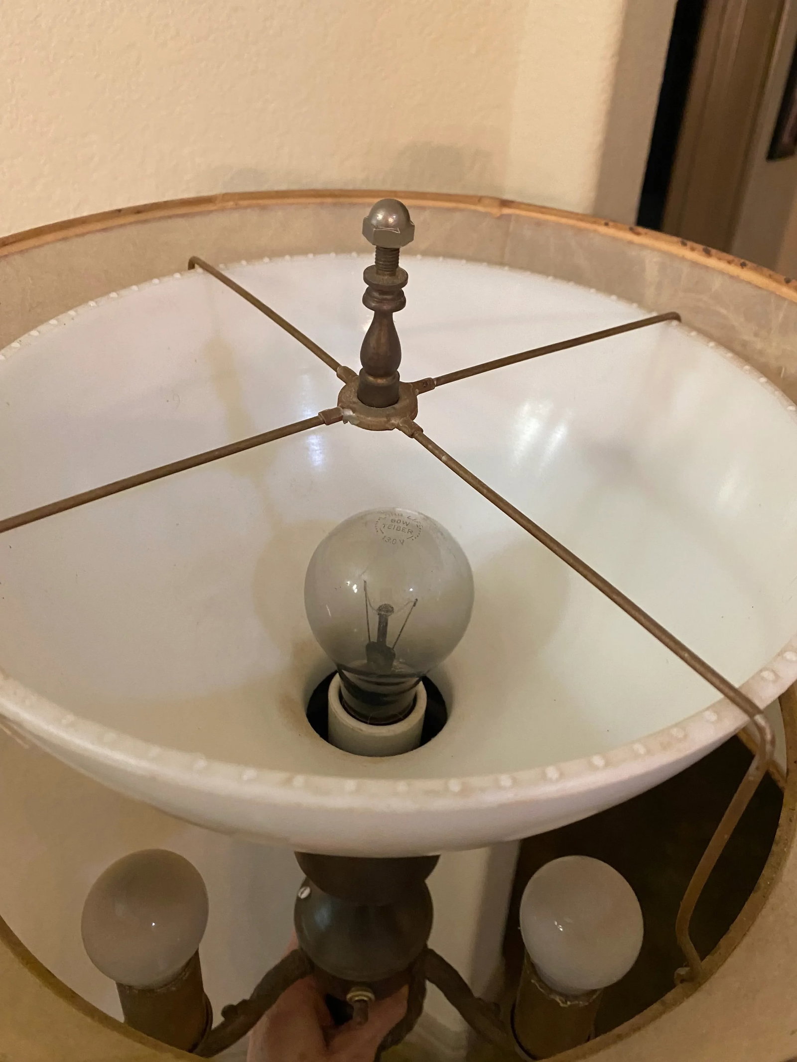 Vintage Floor Lamp With 2-Tiered Fiberglass Shade - 5
