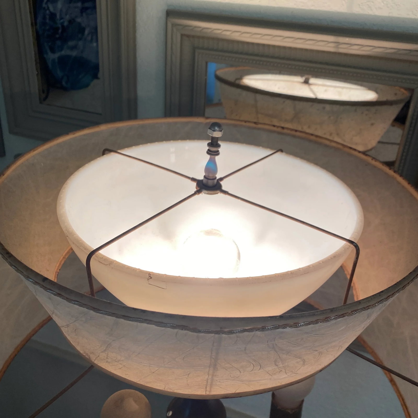 Vintage Floor Lamp With 2-Tiered Fiberglass Shade - 6