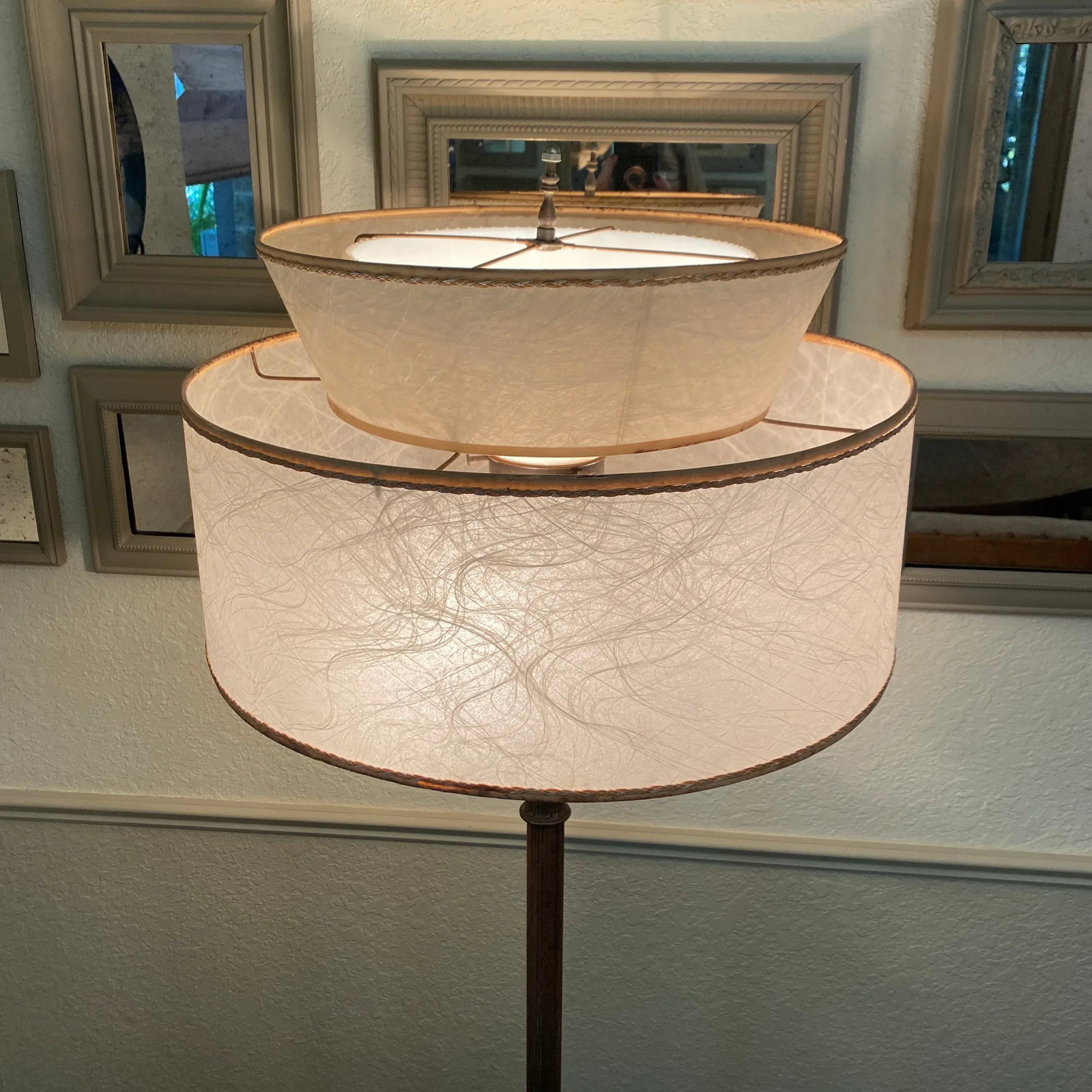 Vintage Floor Lamp With 2-Tiered Fiberglass Shade - 8