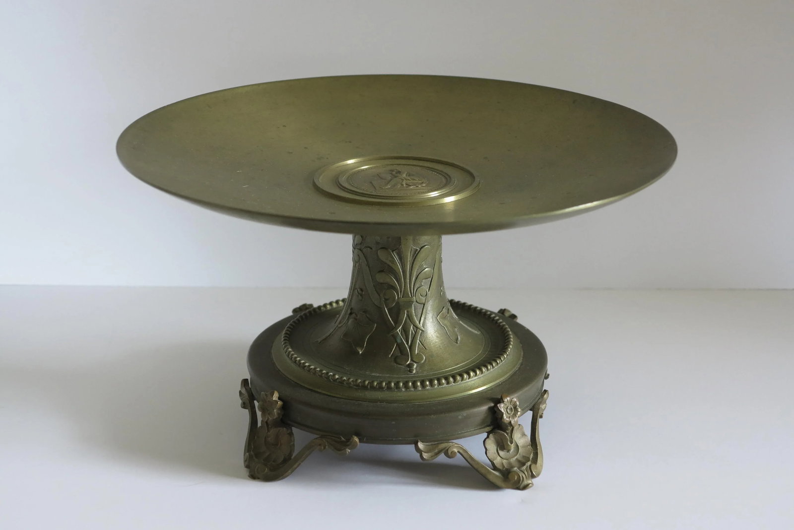 1890 Victorian French Solid Bronze Neoclassical Tazza - 7
