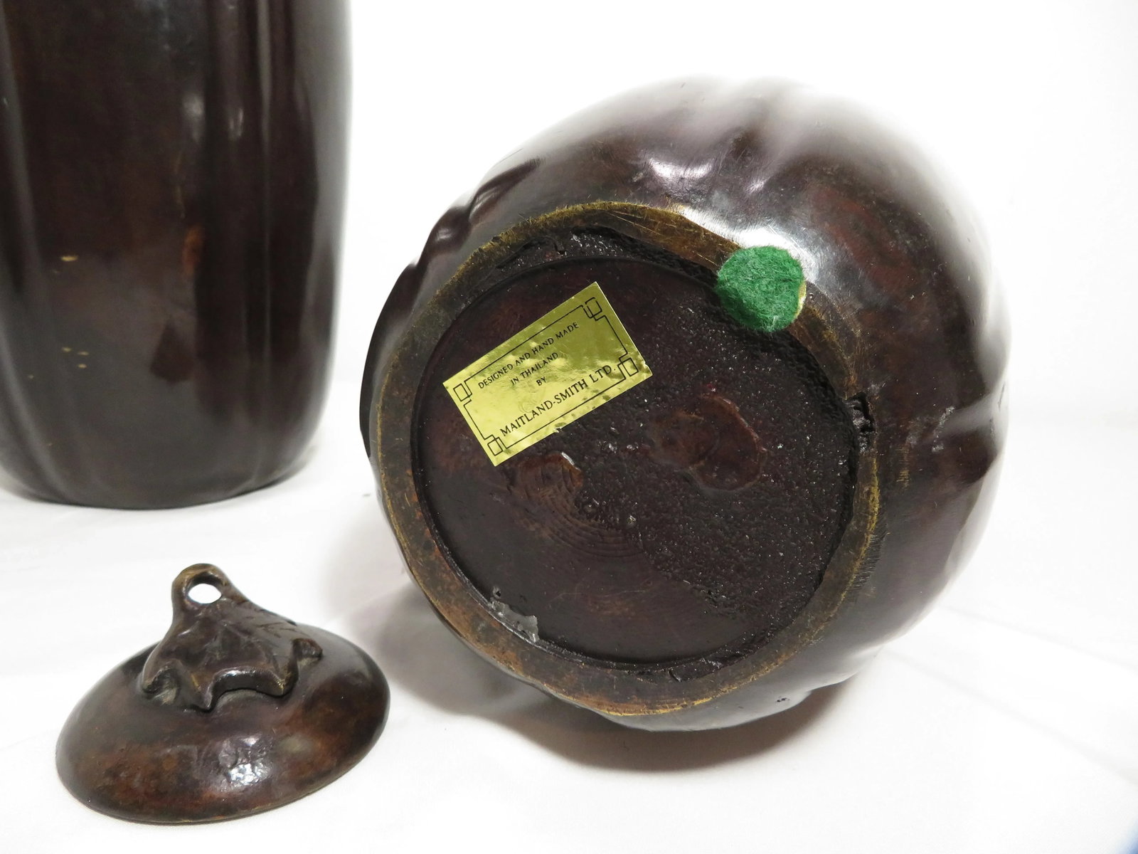 Pair of Large 15" Maitland Smith ~ Solid Bronze Lidded Urn or Vase ~ Asian Art Sculpture - 10