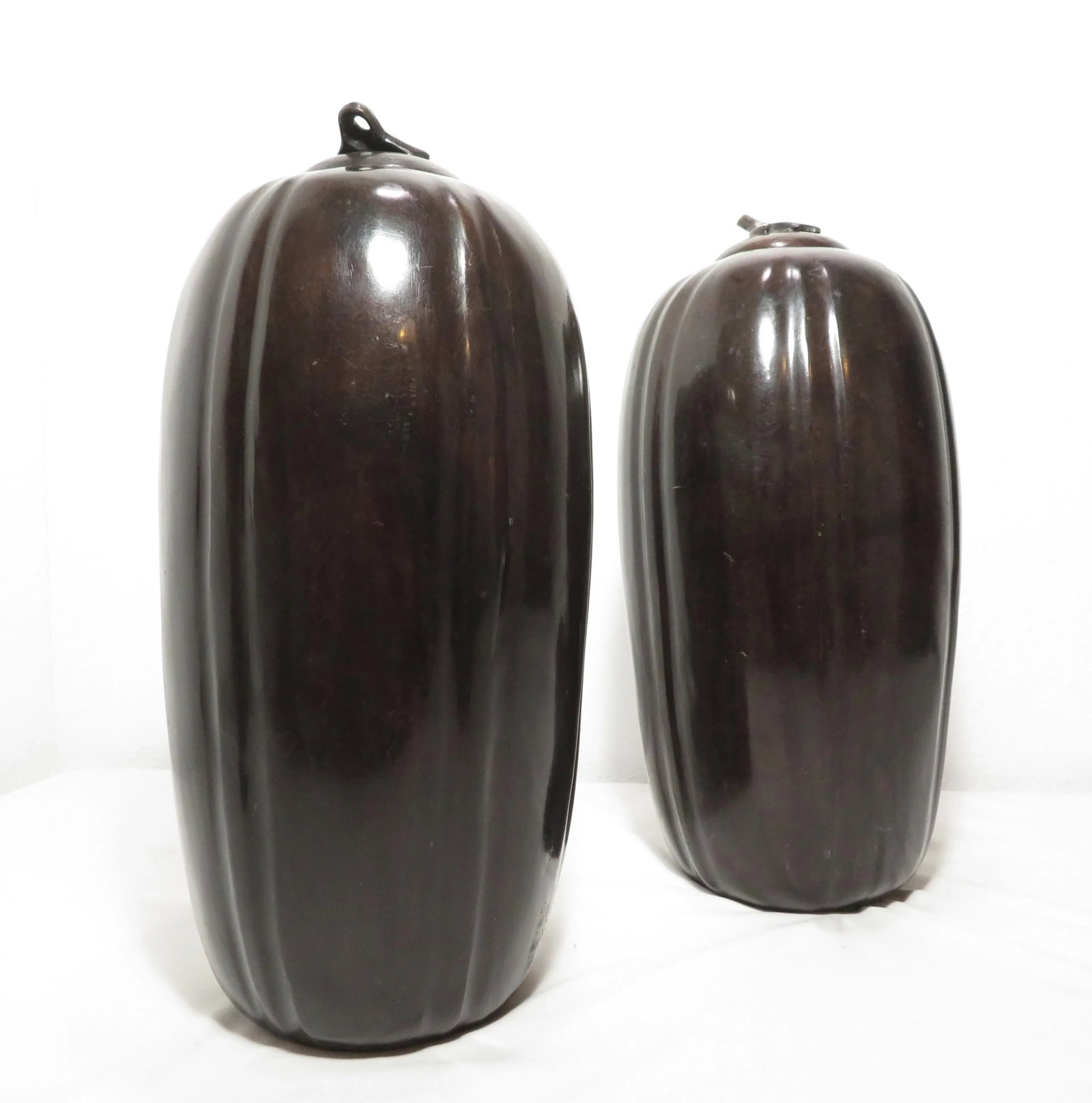 Pair of Large 15" Maitland Smith ~ Solid Bronze Lidded Urn or Vase ~ Asian Art Sculpture - 4