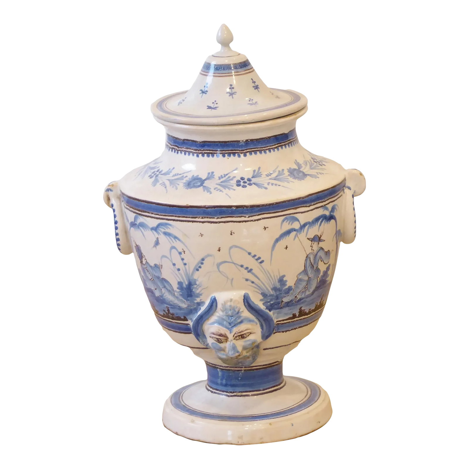 Vintage French Faience Vinaigrier Urn: French hand painted urn. Condition: Alterations: Unknown Imperfections: Some Imperfections Condition Notes: Excellent, old patina Origin: France Materials & Techniques: Faience <