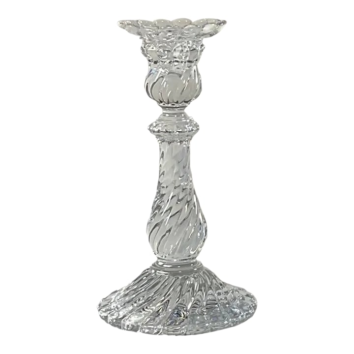 Vintage 1960s Baccarat French Heavy Crystal Bambous Swirl Candlestick - Authentic Signed Twice: Luxurious, Baccarat Crystal Glass Candlestick crafted in France. Decorative Art Deco clear swirled pattern, known as Bambous. Flat raised base. Quite heavy, 3 pounds. Marked with acid etched BACCARAT 