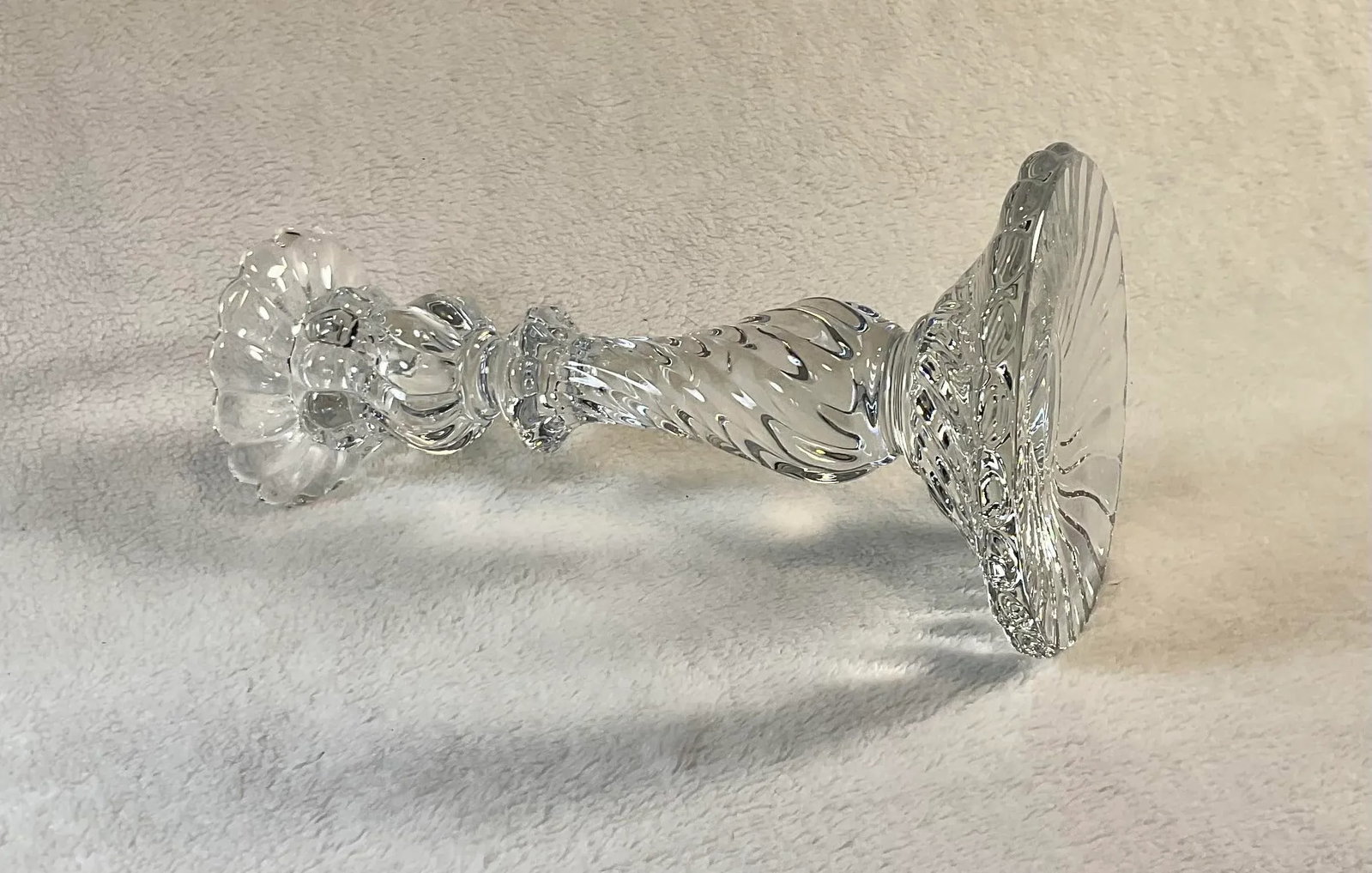 Vintage 1960s Baccarat French Heavy Crystal Bambous Swirl Candlestick - Authentic Signed Twice - 4