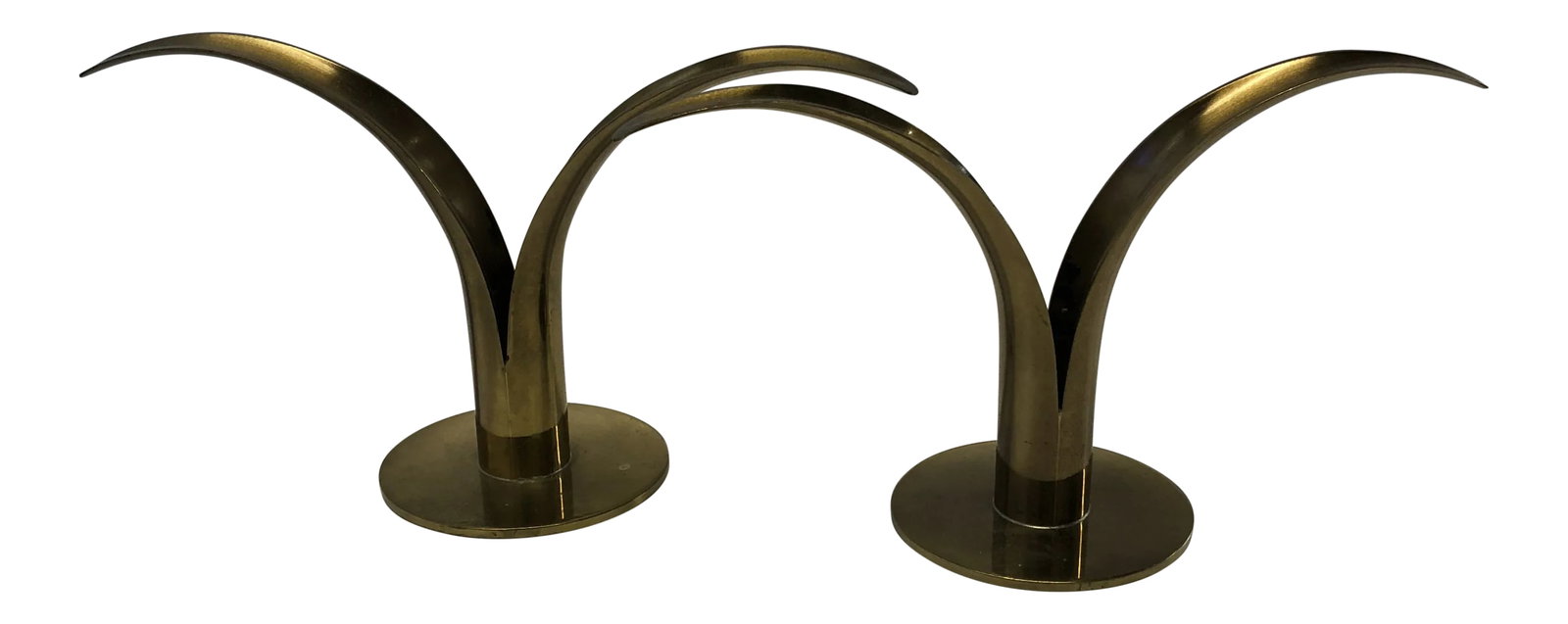 Vintage Swedish Solid Brass Ystad Metal Candle Holders- a Pair: Pair of solid brass Ystad Metal candle holders. They include a lily shape. Condition: Alterations: Original Condition Unaltered Imperfections: Some Imperfections Condition Notes: Excellent vintage con