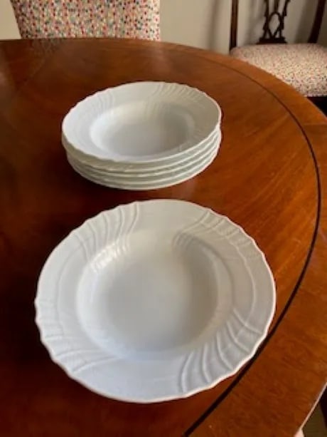 1950s Ginori White Bianco Rim Soup Bowls- Set of 6 - 2