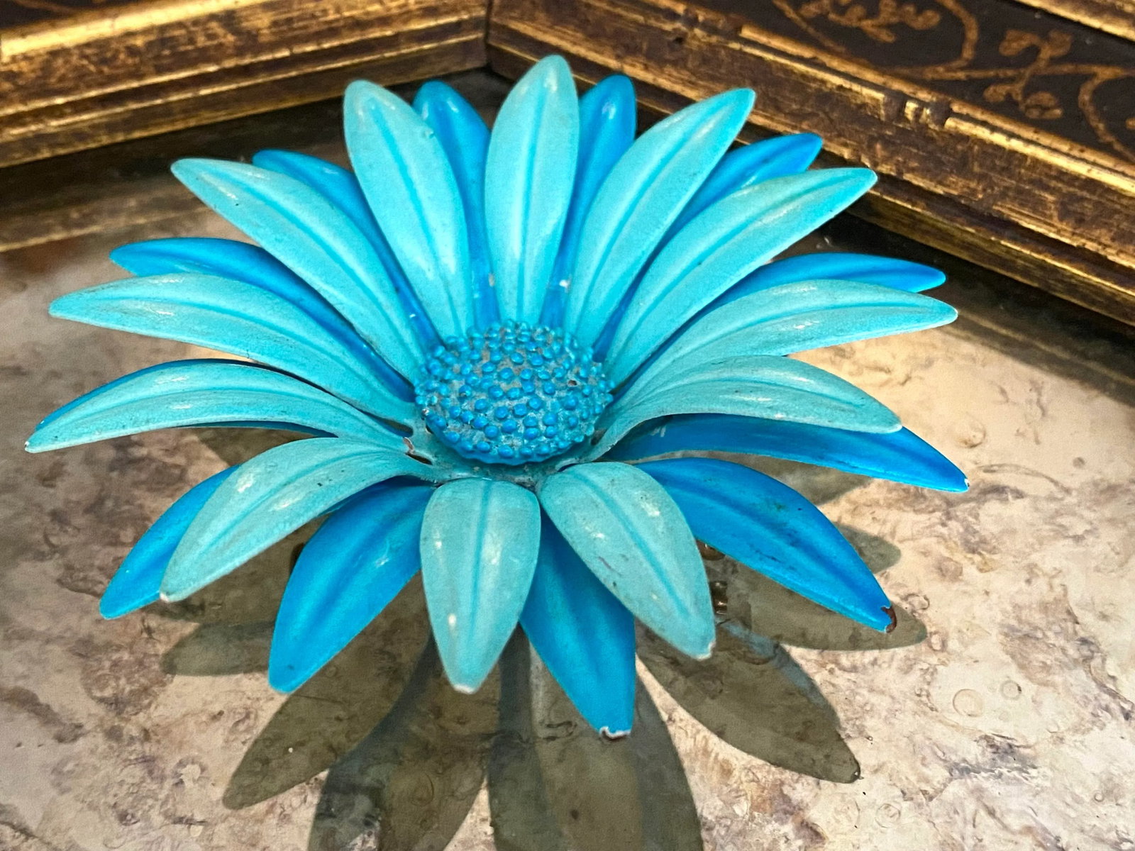 1960s Vintage Enamel Flower Pins in Shades of Blue - 3 Pieces - 4