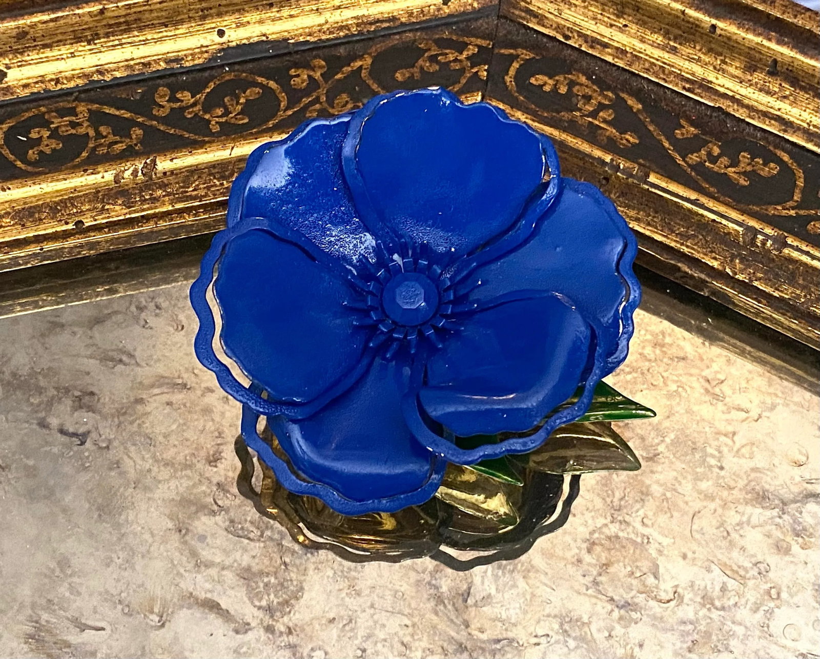 1960s Vintage Enamel Flower Pins in Shades of Blue - 3 Pieces - 6