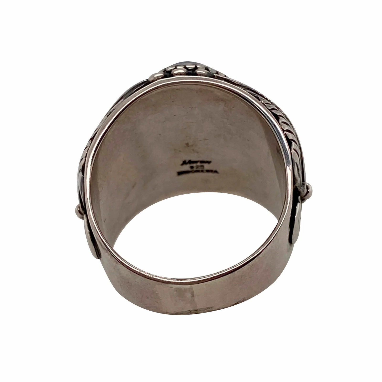 Modern Sterling Silver and Blue Pearl Ring Size 7 - 3