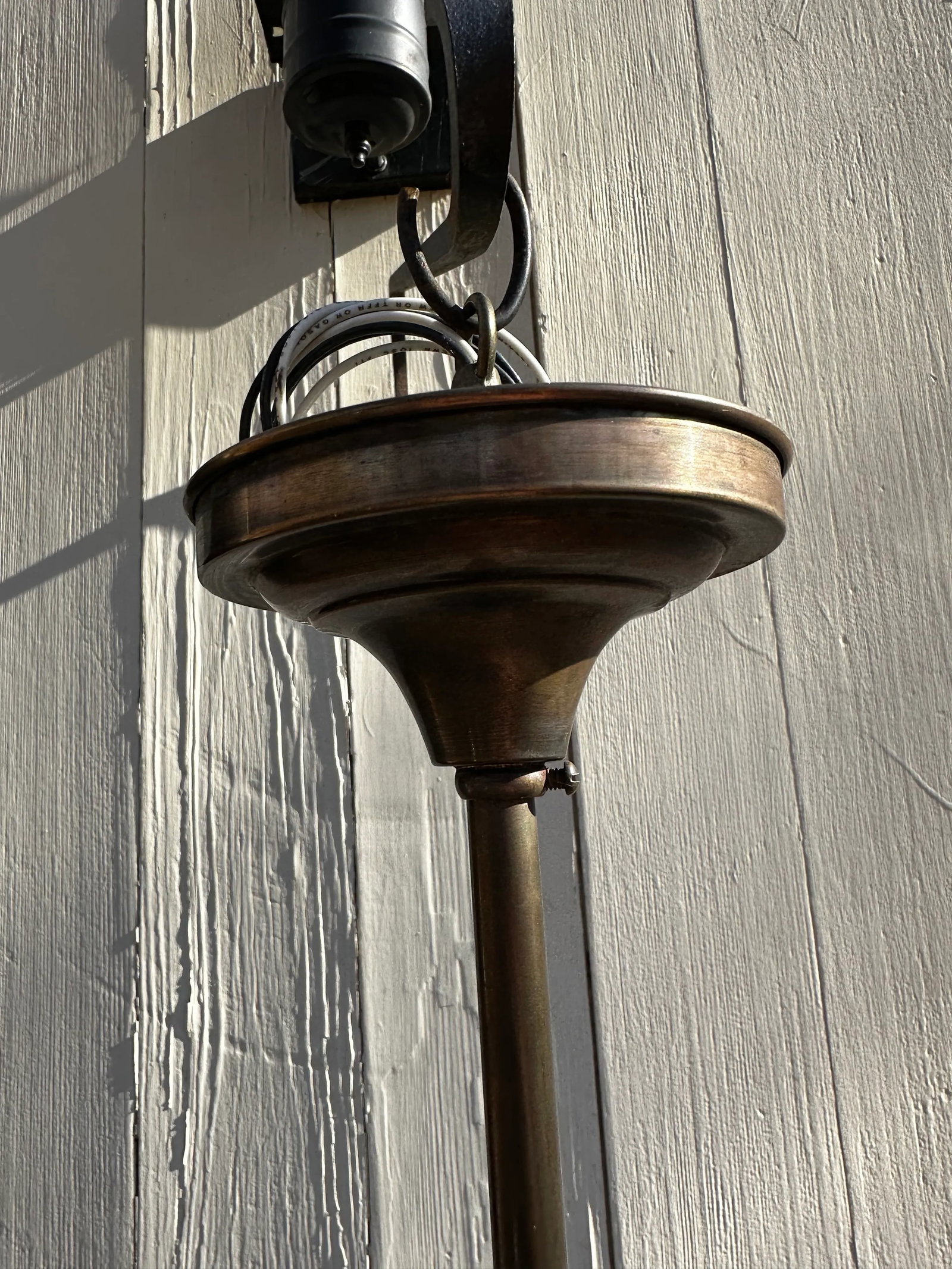 Vintage Brass Pendant With Holophane Shade - 3