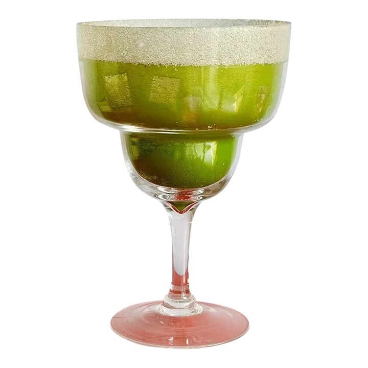 1980s-90s Glass Margarita Cocktail Bar Lamp: PALM BEACH ESTATE FIND!! Super funky novelty bar lamp in the shape of a margarita glass. It is made of glass and lined with a textured acrylic or lucite to mimic the look of an adult beverage, even do