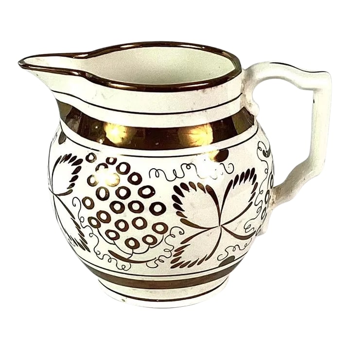 Antique English Lusterware Pitcher: Grays pottery - English-Stoke-on-Trent-lusterware teapot Made in England late 19th century Lusterware is a style of pottery, decorated with metallic, glazes -which provides an iridescent effect 6.75