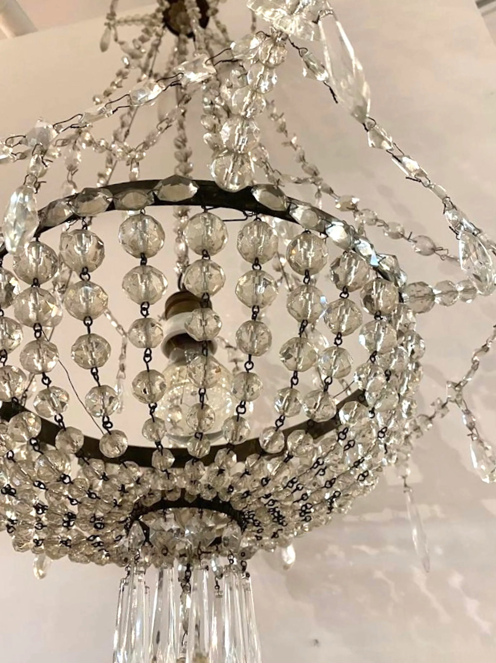 Early 20th Century French Iron and Crystal Chandelier - 5
