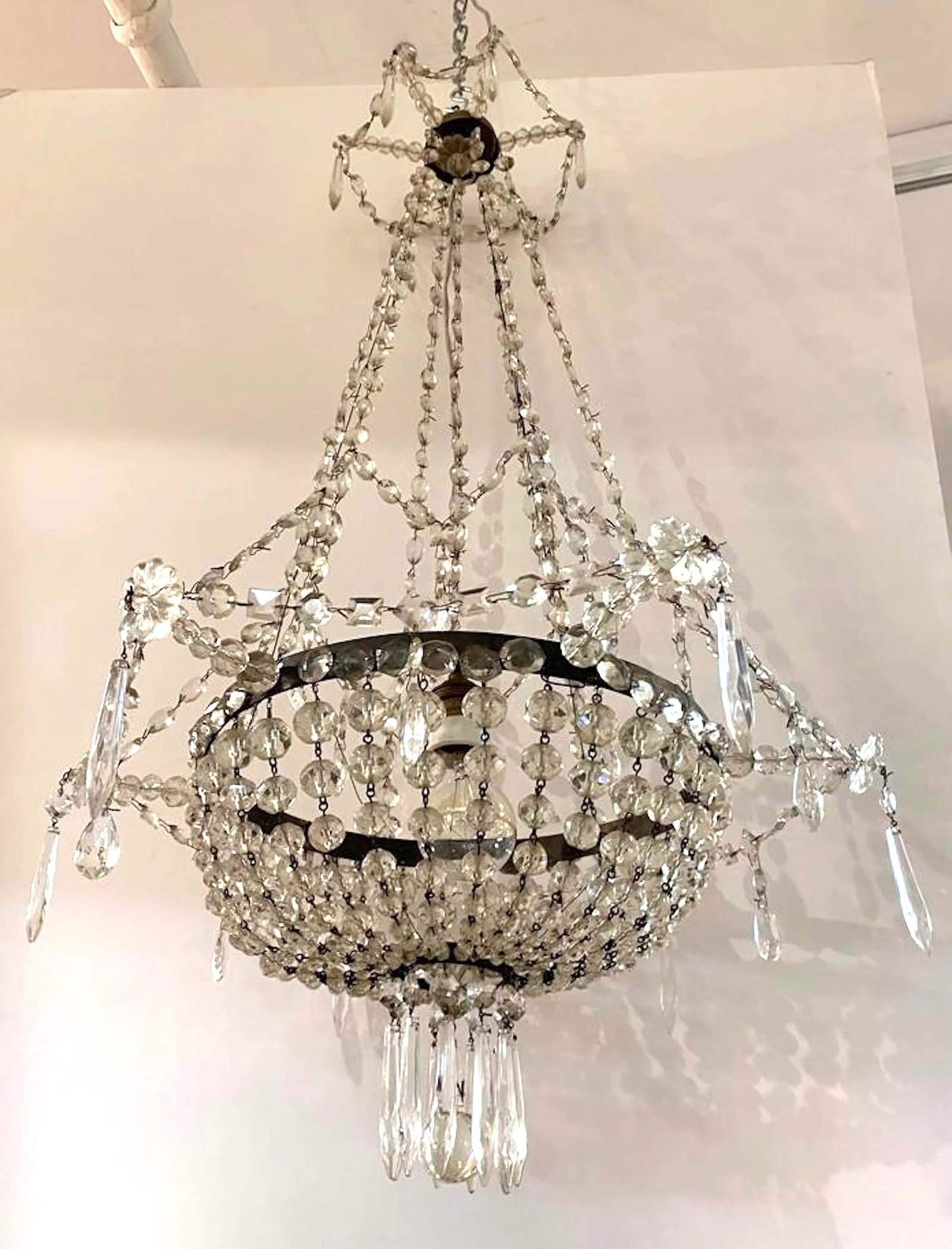 Early 20th Century French Iron and Crystal Chandelier - 6