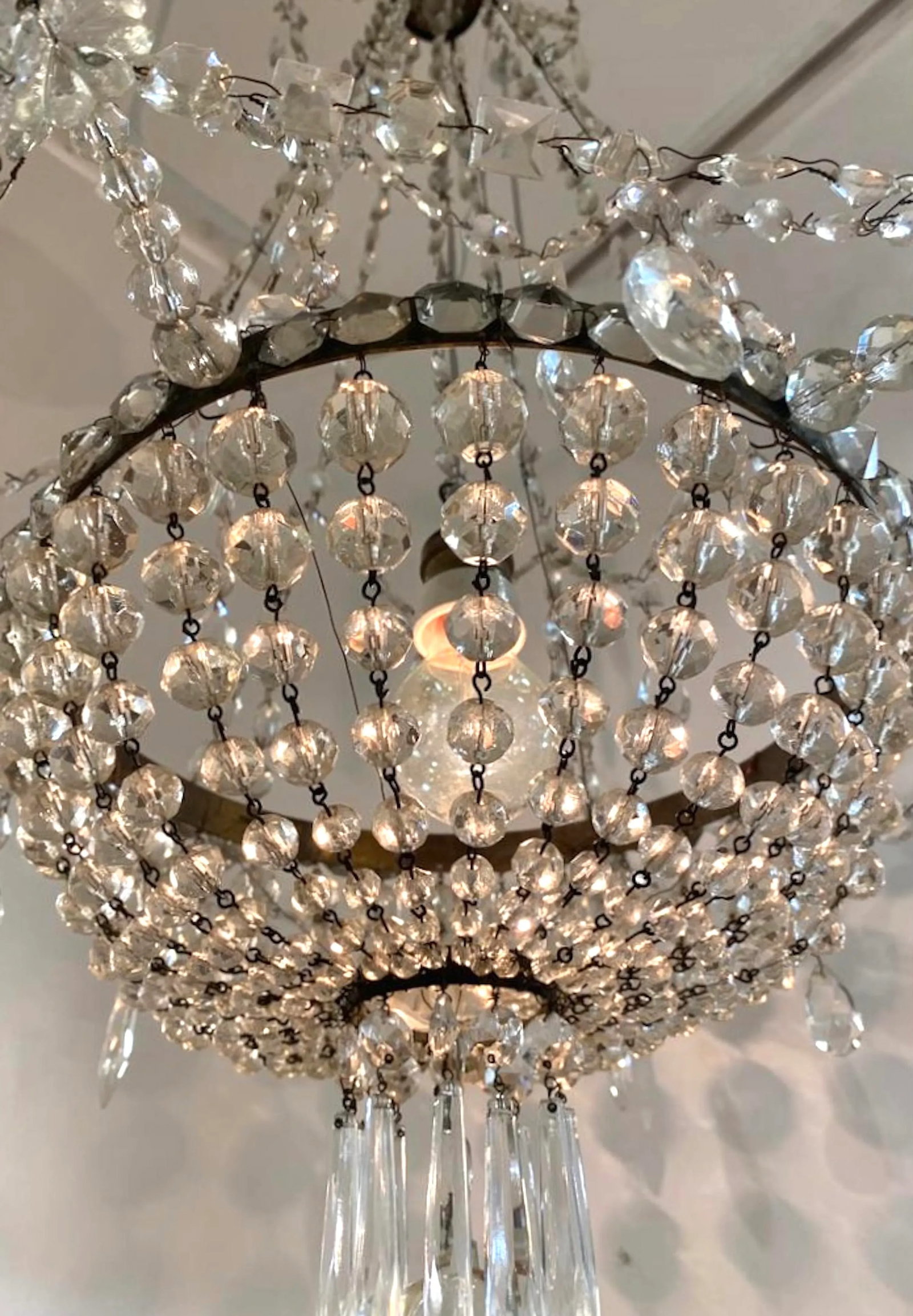 Early 20th Century French Iron and Crystal Chandelier - 7