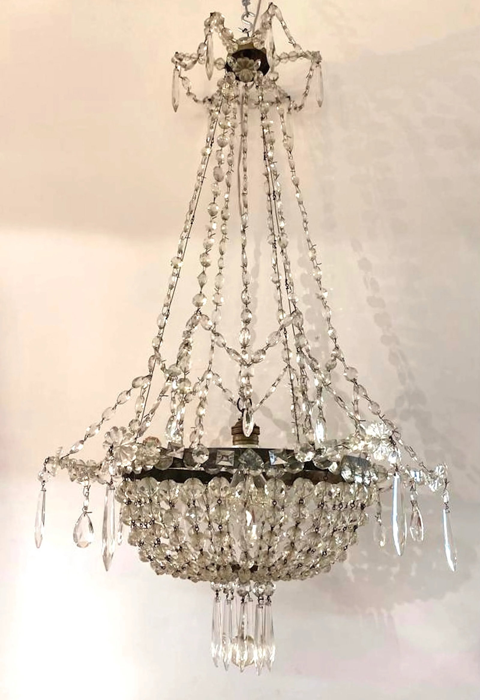 Early 20th Century French Iron and Crystal Chandelier - 8