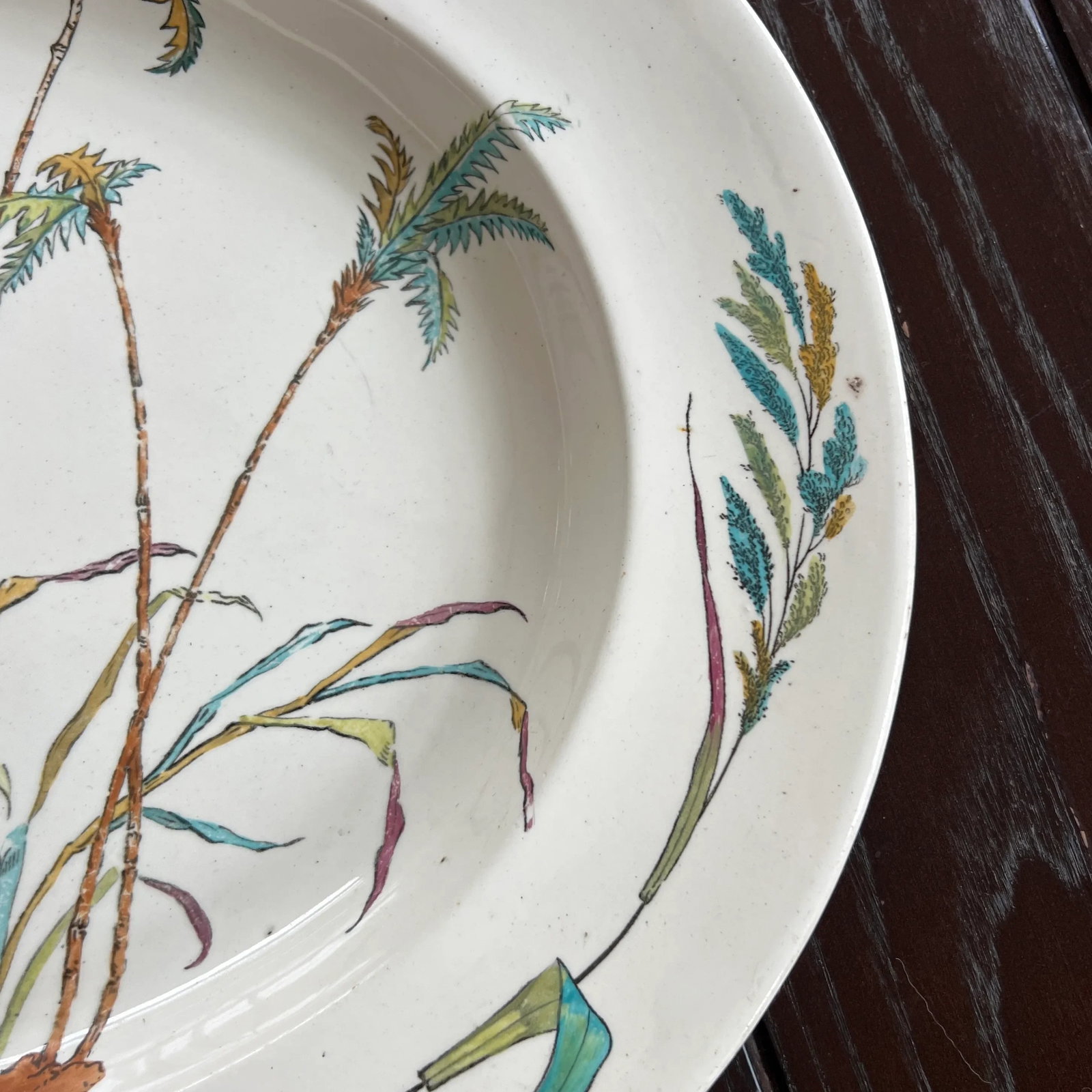 Antique 1877 English Copeland Egret Palm Serving Platter - 3