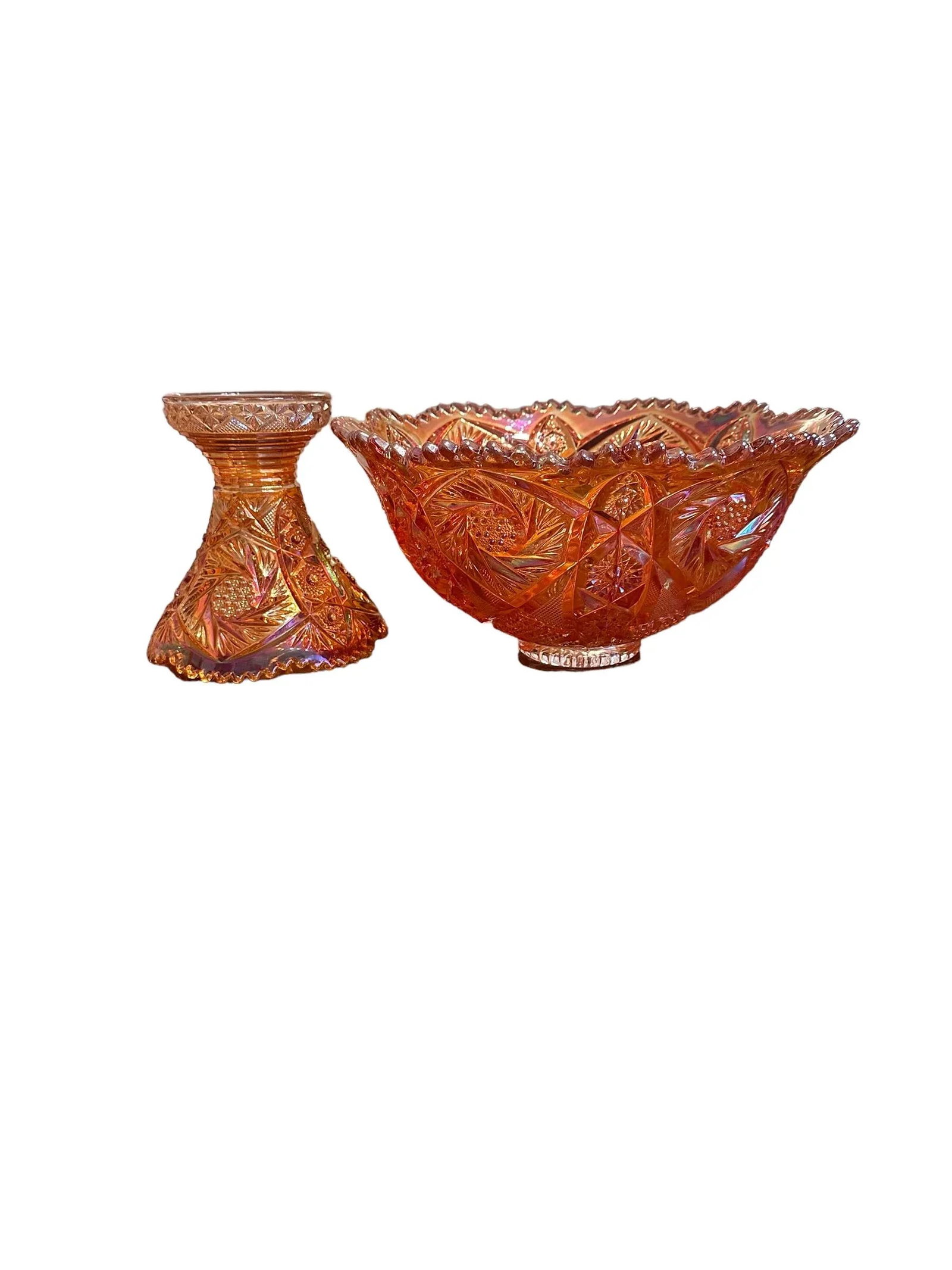 Imperial Iridescent Glass Punch Bowl Set, Marigold - 4