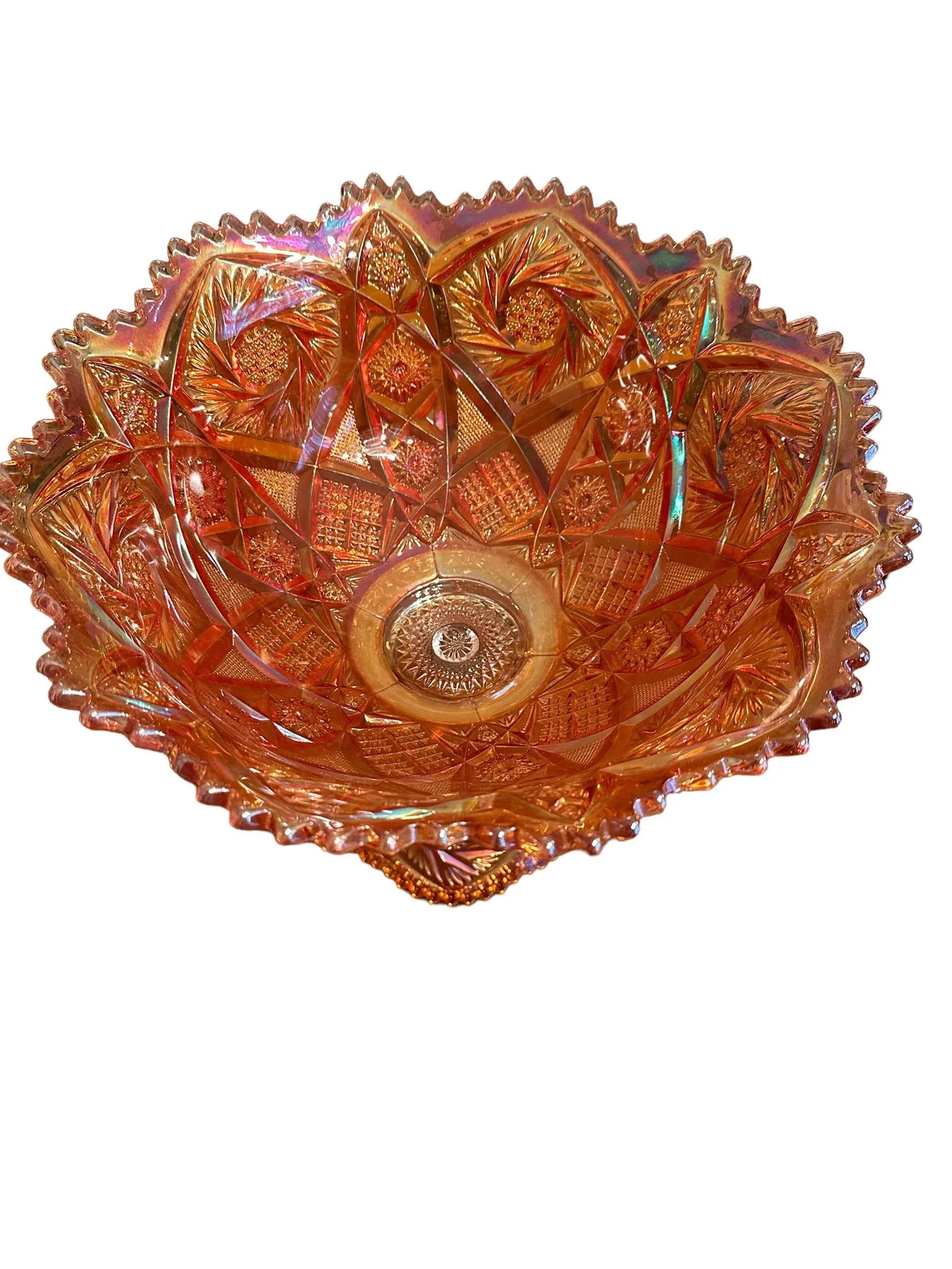 Imperial Iridescent Glass Punch Bowl Set, Marigold - 5
