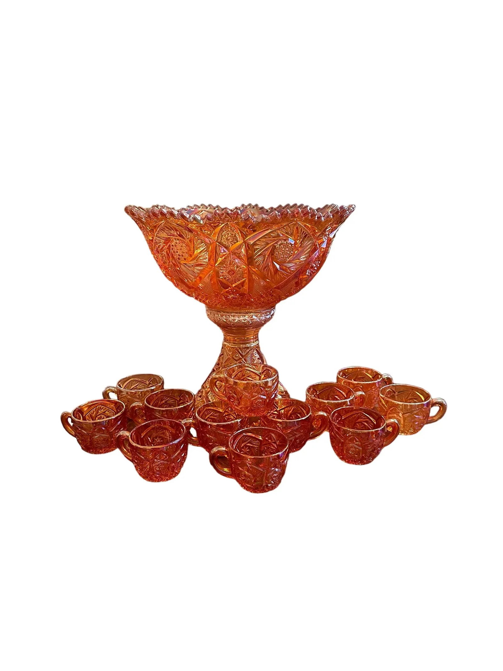 Imperial Iridescent Glass Punch Bowl Set, Marigold - 7