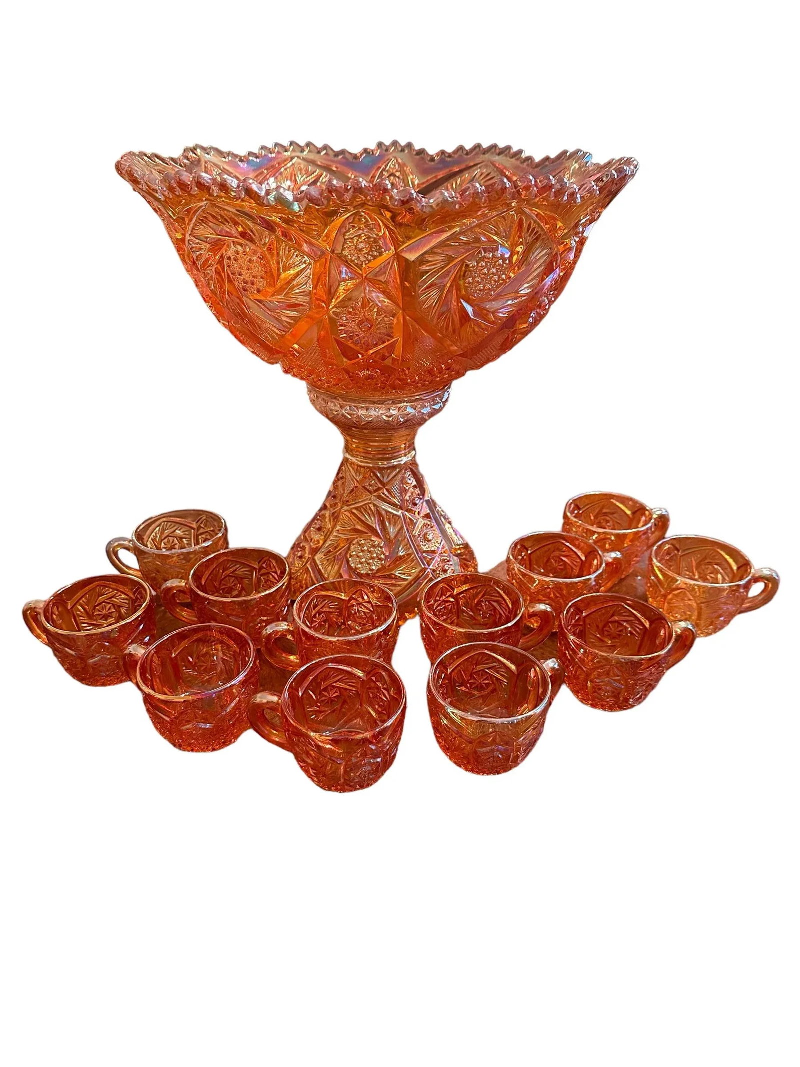 Imperial Iridescent Glass Punch Bowl Set, Marigold - 8