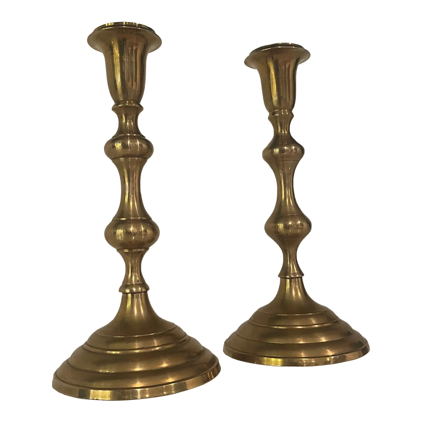 Vintage Brass Candlesticks- a Pair: Gorgeous pair of vintage candlesticks. These have been polished and cleaned and are ready for their new home. Great as accents in a Baer are or coffee table Condition: Alterations: Restored