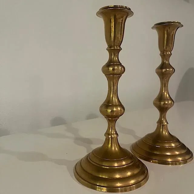 Vintage Brass Candlesticks- a Pair - 2
