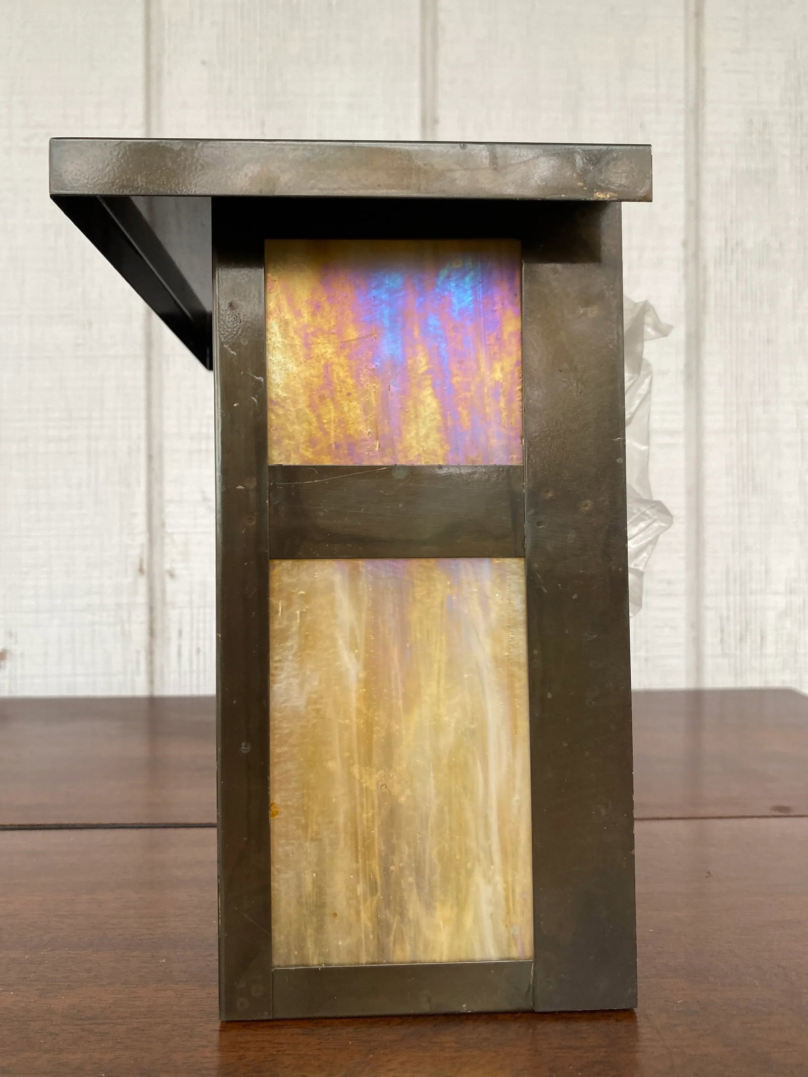 Vintage Arroyo Craftsmen Iridescent Glass Sconce Table Lamp - 2