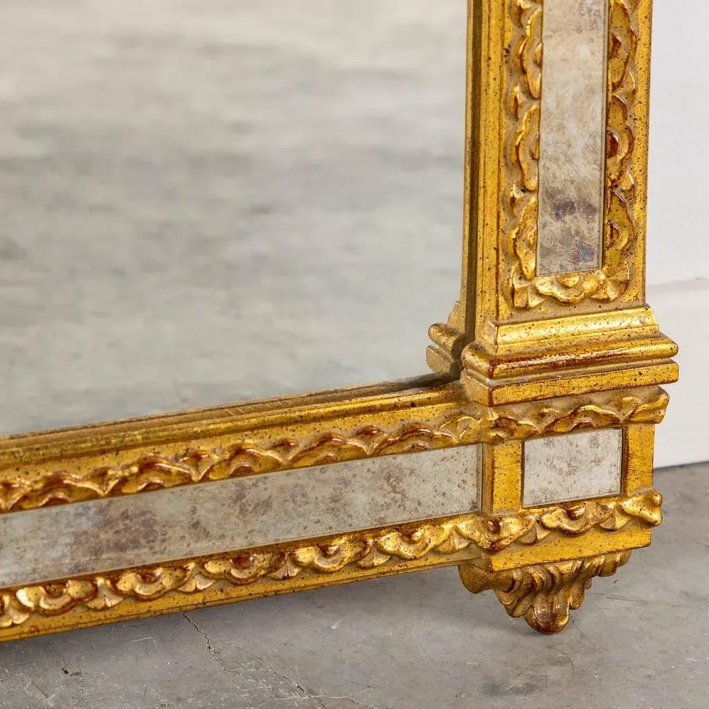 Large Late 20th Century Louis XVI Style Gilt Framed Mirror by Deknudt - 7
