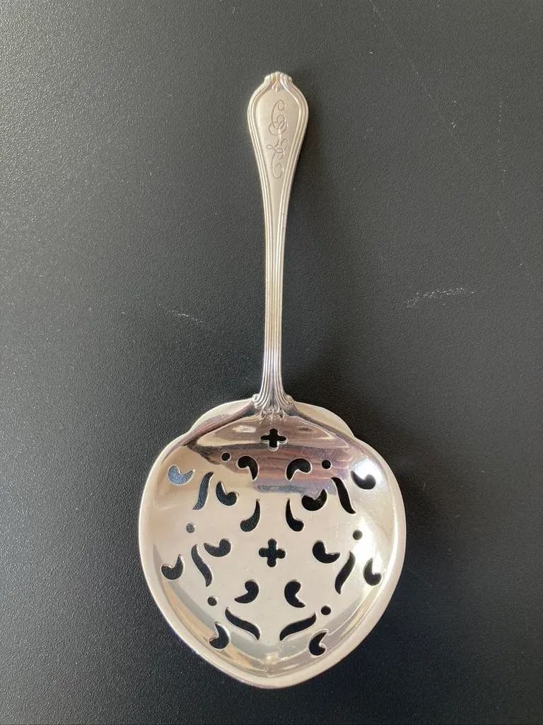 Coffee Tea or Bar Drinks Ornate Pierced Spoon in Sterling Silver, Early 20th Century - 12