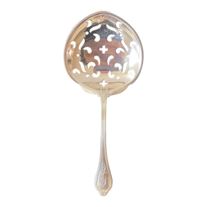 Coffee Tea or Bar Drinks Ornate Pierced Spoon in Sterling Silver, Early 20th Century (1 of 12)