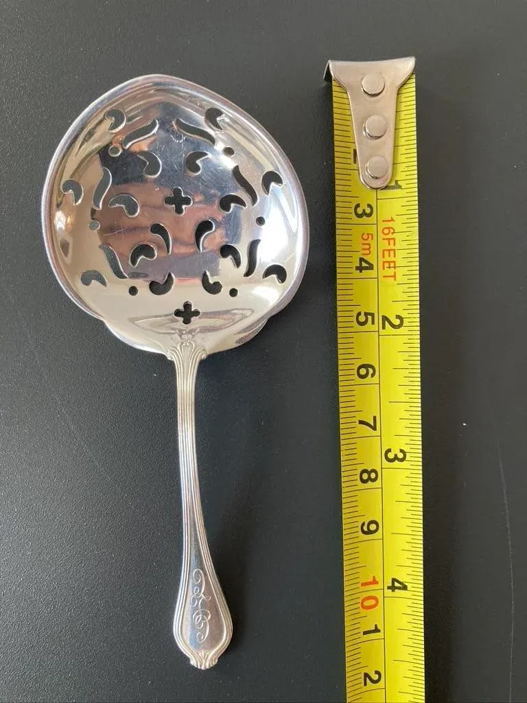 Coffee Tea or Bar Drinks Ornate Pierced Spoon in Sterling Silver, Early 20th Century - 2